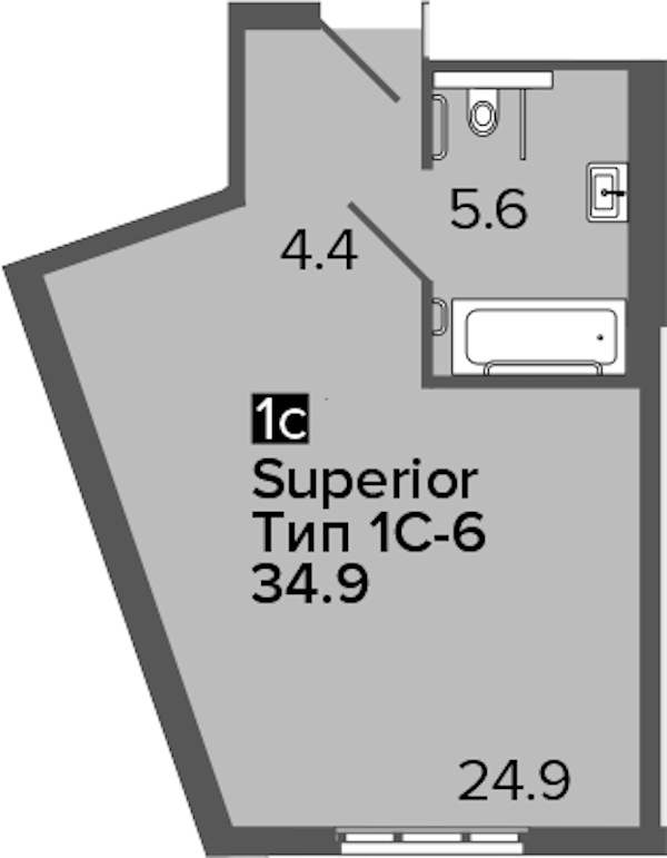 Квартира студия 34 м², 14/16 эт., Апарт-отель «ARTSTUDIO M103»